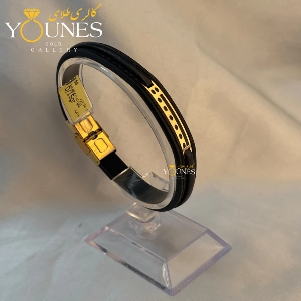 دستبند طلا چرم مردانه L180